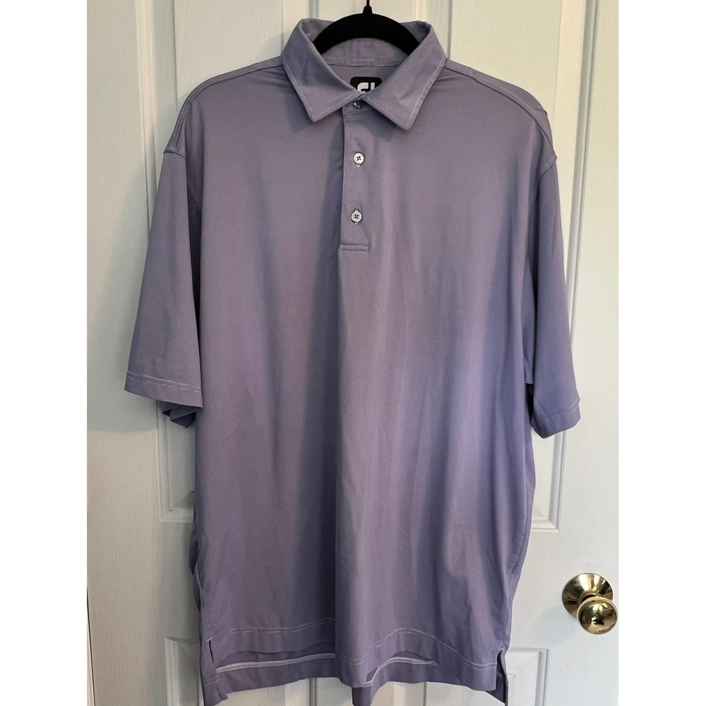 EUC FootJoy Mens L ProDry Golf Polo Shirt Lavender Purple Striped Performance